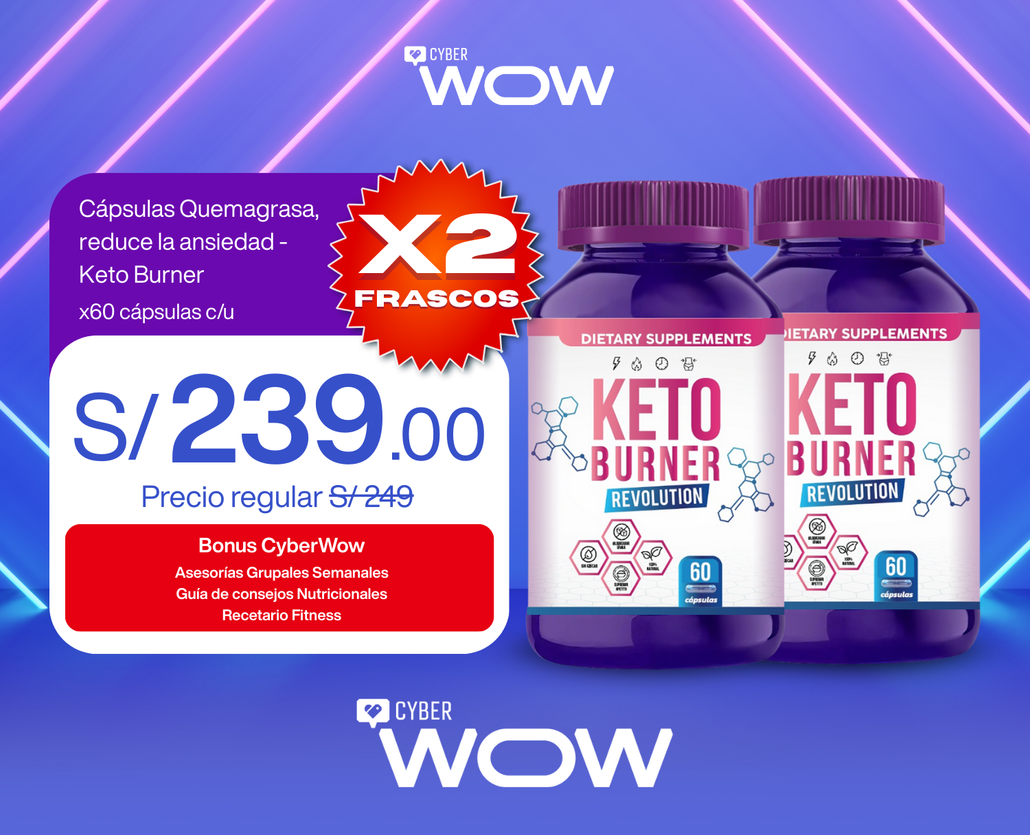 Cápsulas Quemagrasa, reduce la ansiedad - Keto Burner